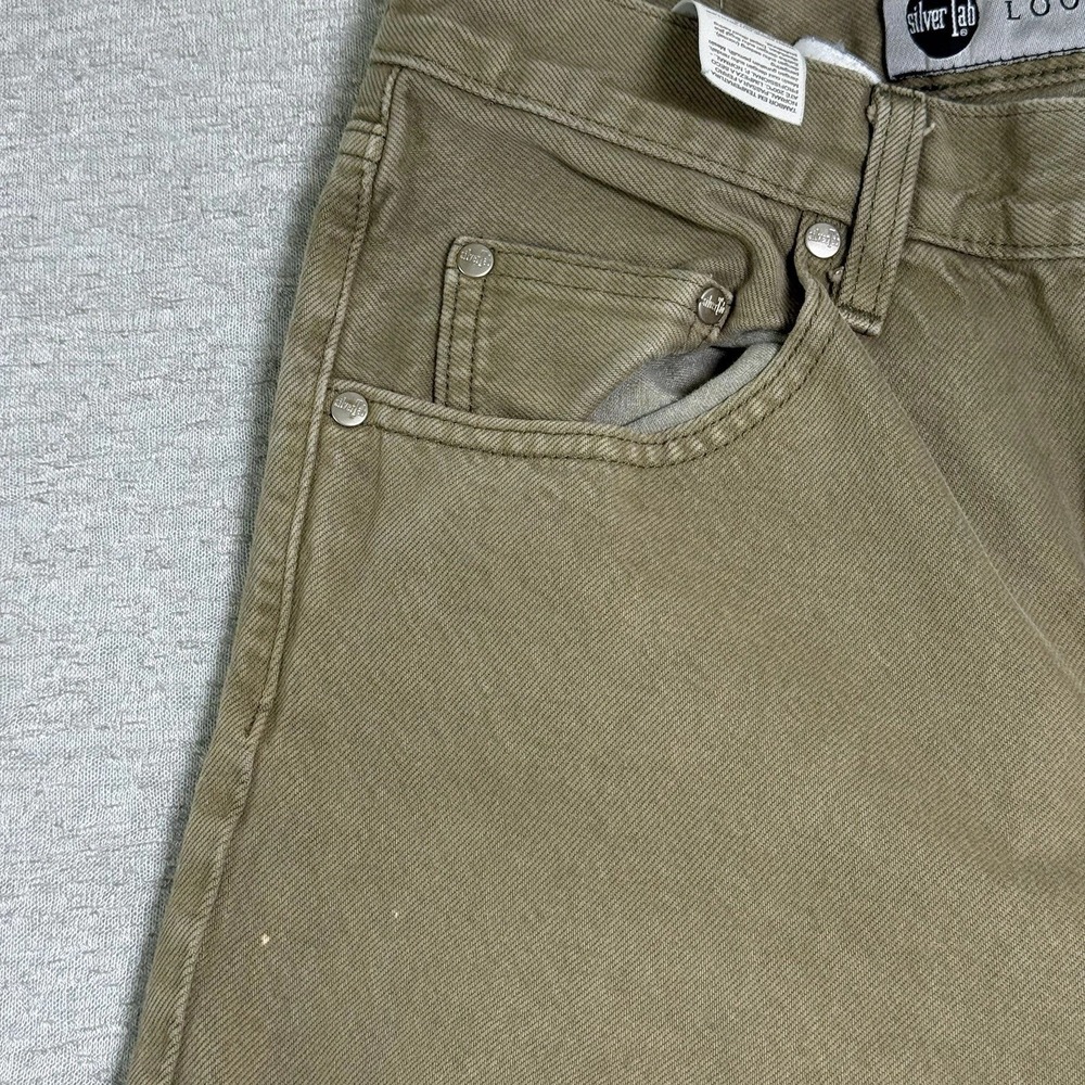 Levi's SilverTab Loose Jeans Womens 29x30 Khaki Green Straight Leg Denim Zip Fly - Picture 6 of 15